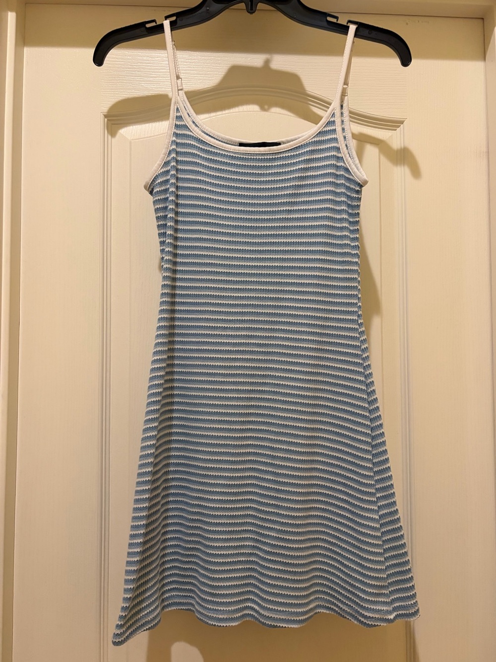 Blue & White Striped Knit Slip Dress